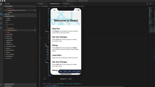 React Native Create custom fab Swipe menu Android and IOS app both working : 10 minute смотреть онлайн