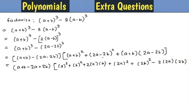 Factorisation | Factorise (a+b)^3-8(a-b)^3. Factorisation class 9. смотреть онлайн