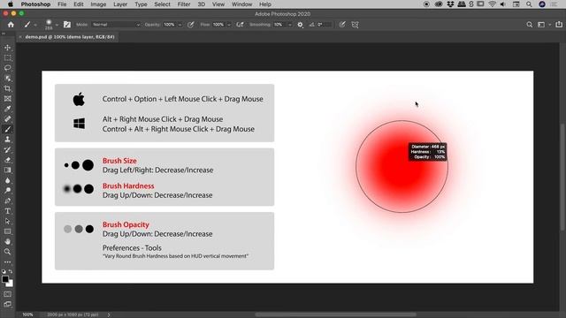 Change Brush Size and Hardness with Mouse in Photoshop (and Opacity) смотреть онлайн