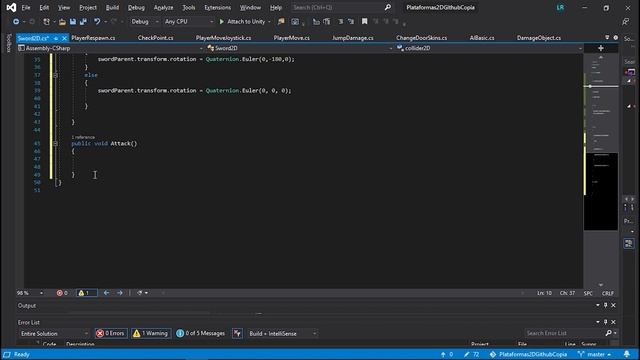 Juego De Plataformas 2D/Unity Tutorial 2021/Ataque Con Espada Parte 2/Cap-35
