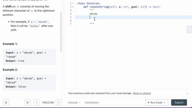 LEETCODE 796 ROTATING STRING PYTHON смотреть онлайн