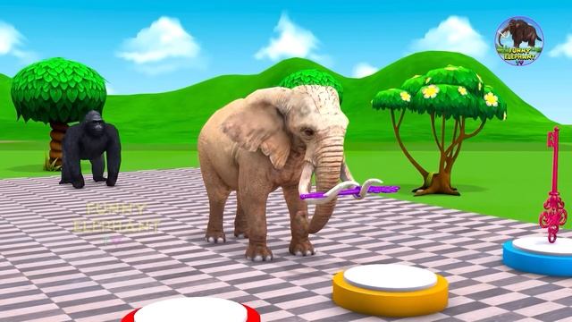 Cow Mammoth Elephant Tiger Gorilla Guess The Right Door ESCAPE ROOM CHALLENGE Animals Tire Game смотреть онлайн