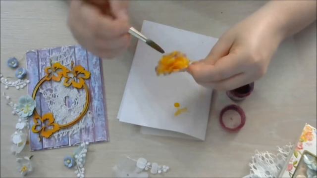 Step by Step Peeling paint effect card "Lavender mood" tutorial by Ragozina Olga смотреть онлайн