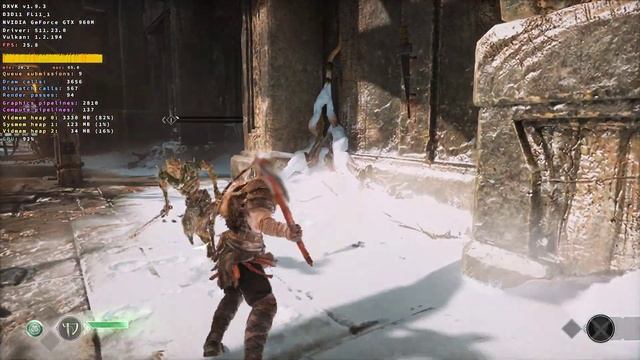 Stats for God of War combat on (the unsupported, GTX 960m based) Dell 7559 using DXVK - low setting смотреть онлайн