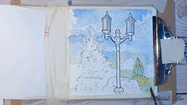 Акварельный скетчинг. Рисую фонарь #watercolor #скетч #sketch #скетчинг #sketching #artist смотреть онлайн