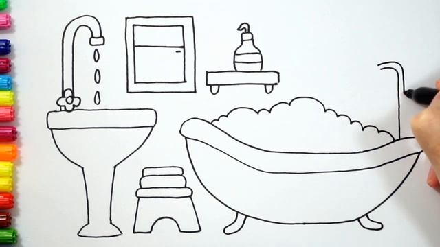 Drawing a bathroom for children/Bolalar uchun hammomni chizish/Рисование ванной комнаты для детей смотреть онлайн