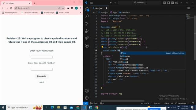Title: Program: Check for 50 or Sum 50 in React | React.js Interview Questions | Basic-to-Advanced смотреть онлайн