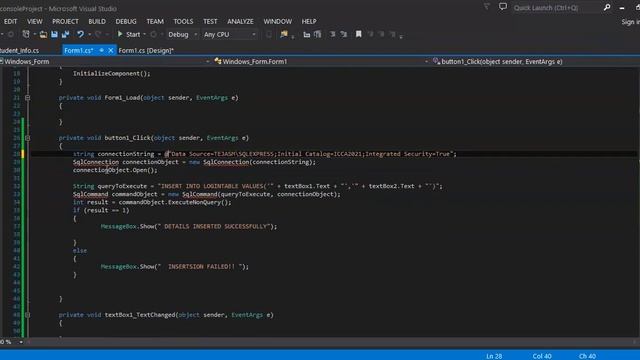 CONNECTION ESTABLISHMENT BETWEEN SQL SERVER AND C#.NET (VS 2013) || VIDEO 3. смотреть онлайн