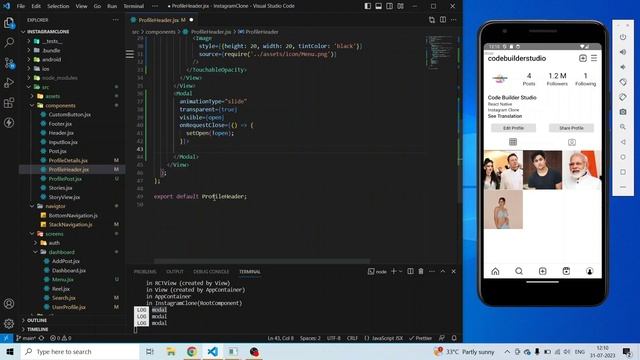 Instagram Profile Screen Menu | Instagram Clone | Part- 9 | React Native | HINDI смотреть онлайн