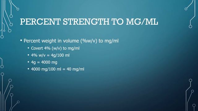 Conversion of percent strength, ratio strength and g/ml to mg/ml смотреть онлайн