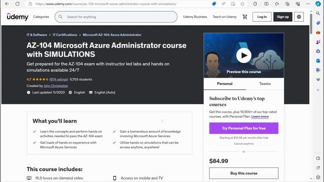 My AZ-104 course free! смотреть онлайн