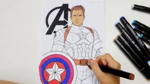 Раскраска Мстители капитан Америка рисование для детей