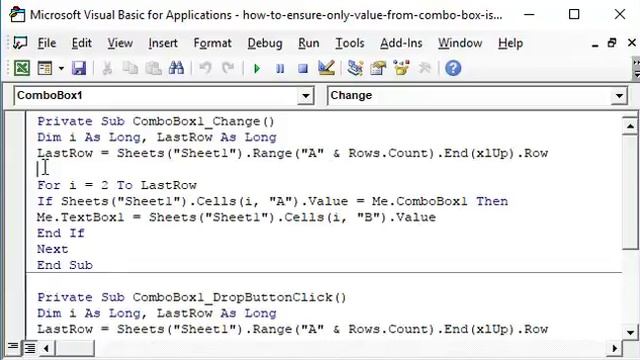 Excel VBA ComboBox Match Required смотреть онлайн
