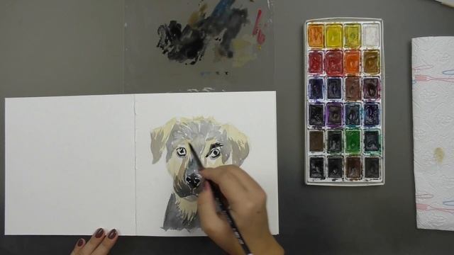 Рисуем овчарёнка акварелью. Распаковка, обзор бумаги SMLT Art смотреть онлайн