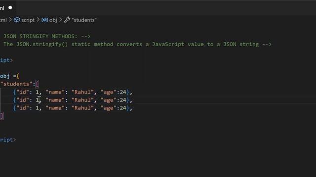 JSON.stringify() in JavaScript смотреть онлайн
