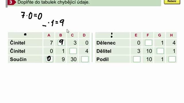 Násobení čísly 0,1,10 a dělení čísly 1,10, Matýskova matematika 7. díl, strana 15, cvičení 3 смотреть онлайн