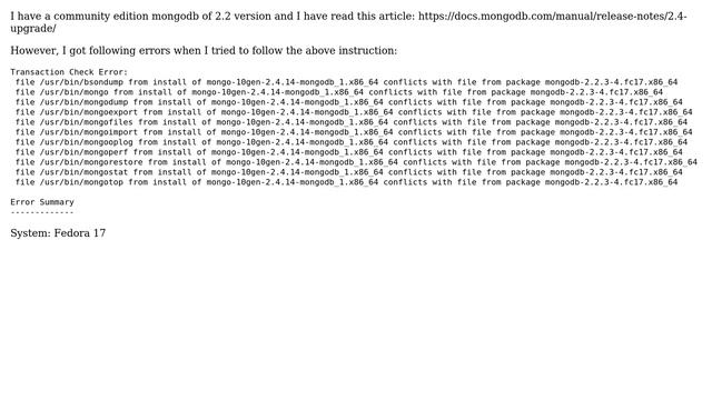 Databases: How to upgrade mongodb 2.2 to 2.4 properly? смотреть онлайн