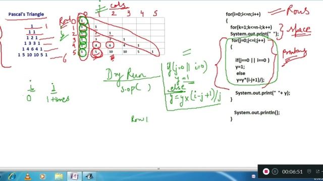 JAVA PATTERN PRINTING PROGRAM NO 19 , PASCAL TRIANGLE смотреть онлайн