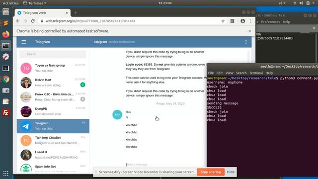 Auto chat Group Telegram use Python + Telenium смотреть онлайн