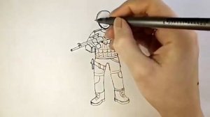 КАК НАРИСОВАТЬ ВОЕННОГО СОЛДАТА С АВТОМАТОМ/ПОШАГОВЫЕ УРОКИ РИСОВАНИЯ ДЛЯ НАЧИНАЮЩИХ