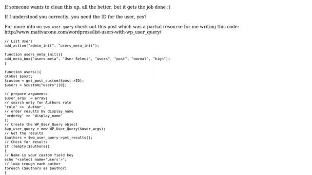 Wordpress: Create a page Meta Box listing all blog users смотреть онлайн