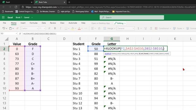 Use the XLOOKUP Function in Excel to Display Letter Grades Based on Numeric Scores смотреть онлайн