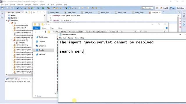 Solved How to import servlet api jar to Eclipse Project Resolve javax servlet Error Learn Jav смотреть онлайн