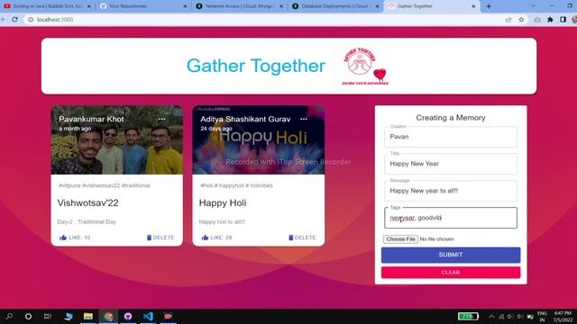 GatherTogether | ReactJS | NodeJS | MongoDB | MERN | Project | Memory sharing webapp смотреть онлайн
