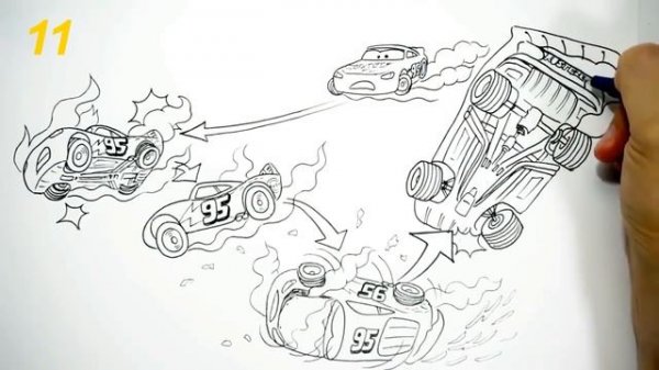 CARS 3 2 & 1 Crash Scenes Compilation . Drawing and Coloring Pages . Tim Tim TV