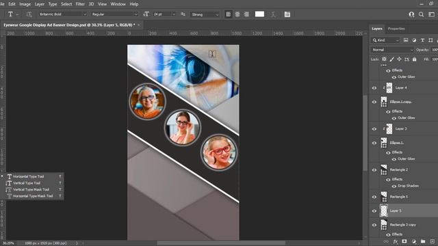 Google Display Ads Banner Design In Photoshop | Eyewear Display Ad Banner Design | Adobe Photoshop смотреть онлайн