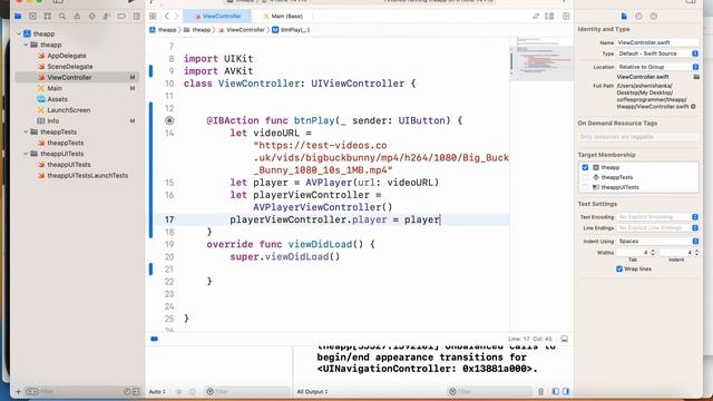 How to play a video from the internet in Swift Xcode iOS application - Programming Tutorial смотреть онлайн