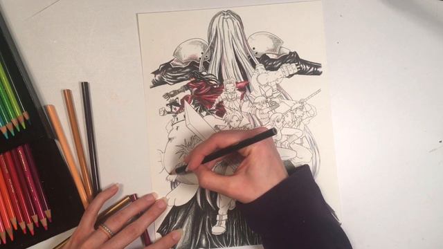 FINAL FANTASY VII Adult Coloring- DAY 2 of 7- Vincent & Cait Sith in prismacolor pencils смотреть онлайн