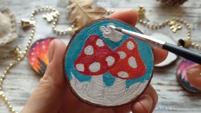 Живопись на срезе дерева/ Mushrooms Painting смотреть онлайн