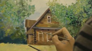 Картина маслом поэтапно «Деревенский пейзаж».Rural landscape.Picture