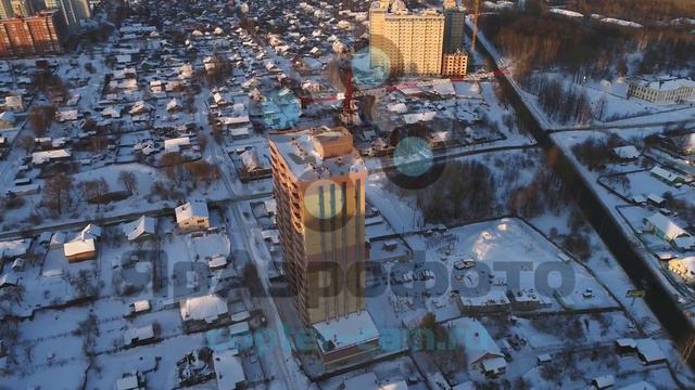 Вид с высоты на новостройки Фрунзенского района г.Ярославля. Зимняя аэросъемка. (1) смотреть онлайн