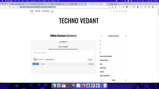 Affiliate Marketing for Beginners Create DISCLOSURE (disclaimer) Page (2021) | Techno Vedant смотреть онлайн