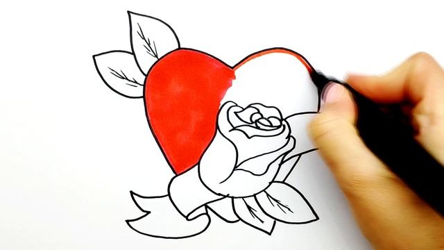 Рисунок на любой праздник | Как нарисовать красивое Сердце с розой❤️ | Рисунки Юльки для срисовки смотреть онлайн