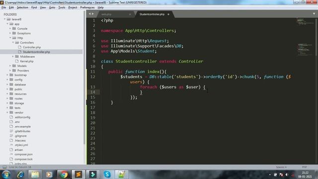part 14 laravel chunk method | laravel query builder | use chunk() method смотреть онлайн