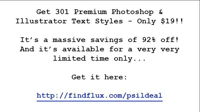 92% off Photoshop Illustrator Text Styles Promo Coupon Code. Expires Soon! смотреть онлайн