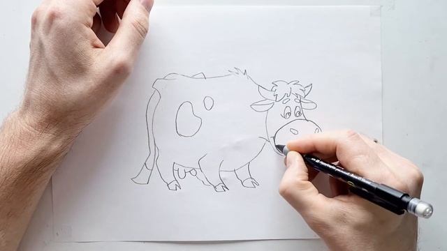 Learn to Draw cow: Step by Step Tutorial for Kids - How to draw a cow step by step with a pencil смотреть онлайн