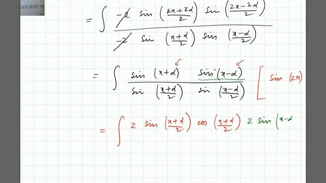 Integral of ((cos 2x- cos 2a)/ (cos x- cos a)) wrt x смотреть онлайн