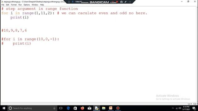 Step Argument with range function смотреть онлайн