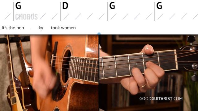 "Honky Tonk Women" Easy Beginner Lesson - 4-Chords + Strumming Pattern | Easiest Songs On Guitar смотреть онлайн