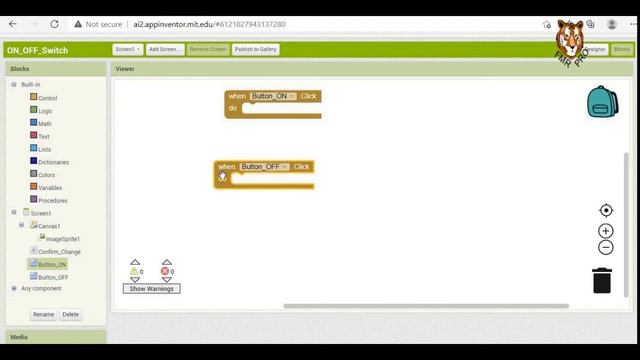 MIT APP INVENTOR  Switch ON/OFF