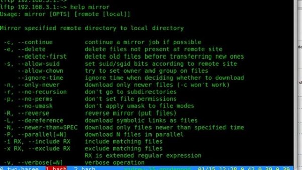 lftp on Linux Ubuntu 16 - mirror files to server by ftp