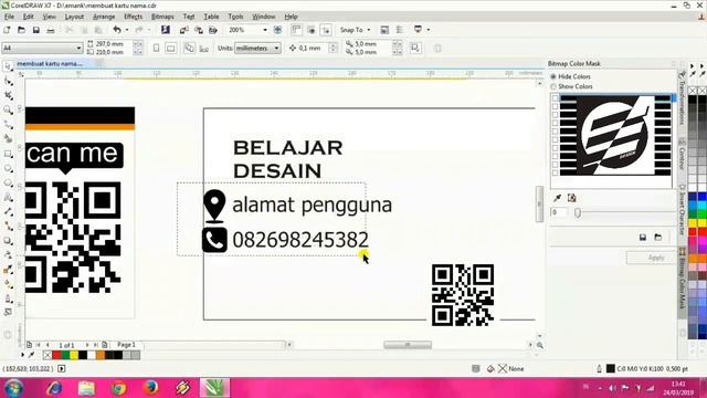 #emank_desain Cara membuat kartu nama menggunakan barcode [ code QR ] di coreldra смотреть онлайн