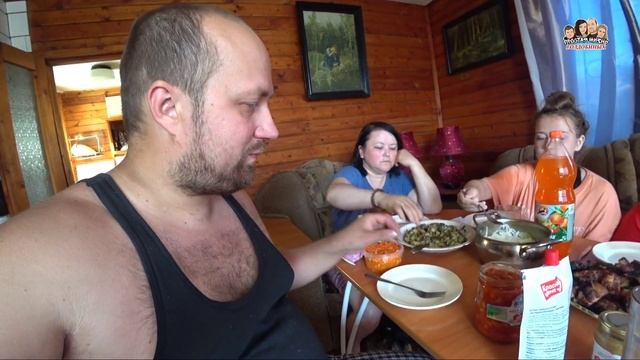 ВЛОГ! Жарим шашлык из свинины и курицы//семейный ужин на даче/вечерняя прогулка/Про жизнь Голдобины смотреть онлайн