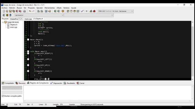 Como Crear Un Juego En C++ Y Allegro, Movimientos