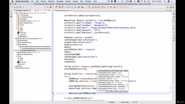 9 Create User API Call Verify JSON Array with a list of Addresses 258 смотреть онлайн