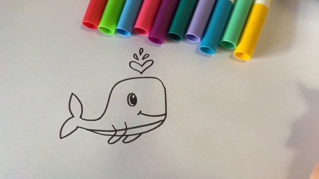 Drawing blue whale for kids | Bolalar uchun kit chizing | Как нарисовать синего кита смотреть онлайн
